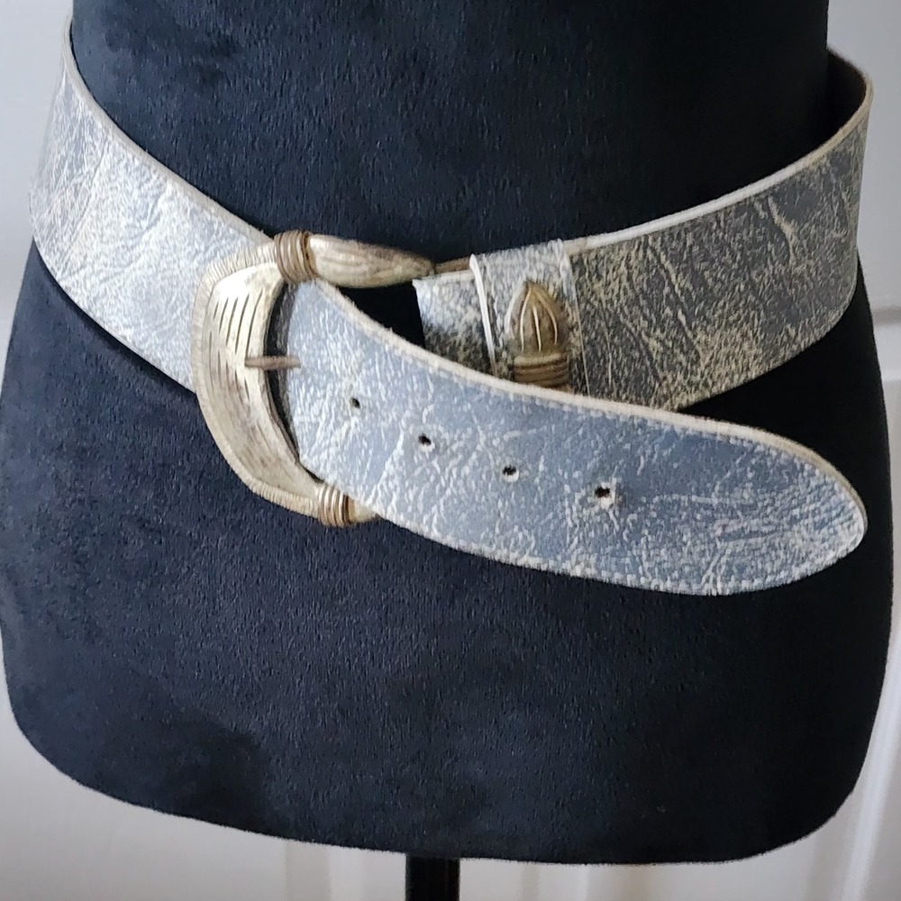 Womans Vintage 90's Denim Look 2 inch Fashion Structured Belt SIze S/M